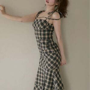 andmary アンドマリー Cecily check long dress