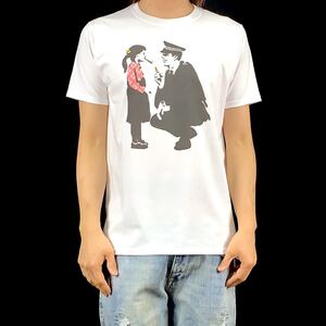 新品 未使用 BANKSY バンクシー ポリス マン 少女 タバコ グラフィティ Tシャツ S M L XL ビッグ オーバー サイズ XXL~5XL ロンT パーカー