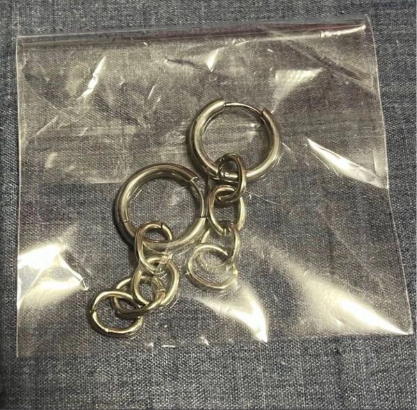チェーン付き フープピアス 両耳用 レディース メンズ ユニセックス アクセサリー ファッション ロック パンク メタル V系