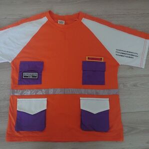 AngleAnotherWorld 半袖Tシャツ オレンジ/白/紫 ポケット付き 反射板