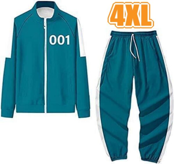 イカゲームジャージ 上下セット 001 スウェット セットアップ 4XL 大きいサイズ 韓国ドラマ コスプレ 部屋着