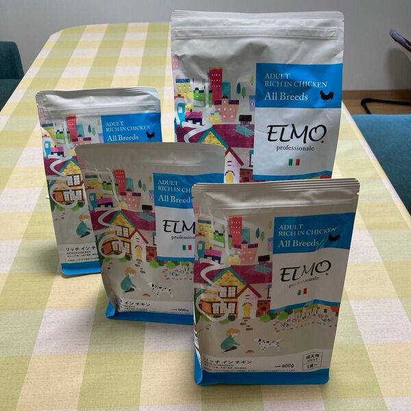 ELMO ドッグフード 成犬用 リッチインチキン 4袋 800g×3 3kg×1 プラス フード2個おまけ付き