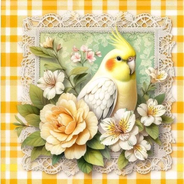 1730 ダイヤモンドアート インコ ダイヤモンドアートキット ラウンド