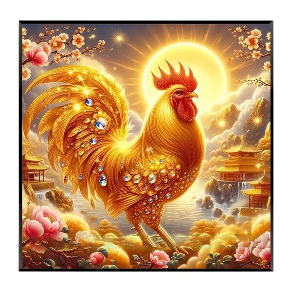 1811 ダイヤモンドアート 金 鳥 にわとり ダイヤモンドアートキット ラウンド