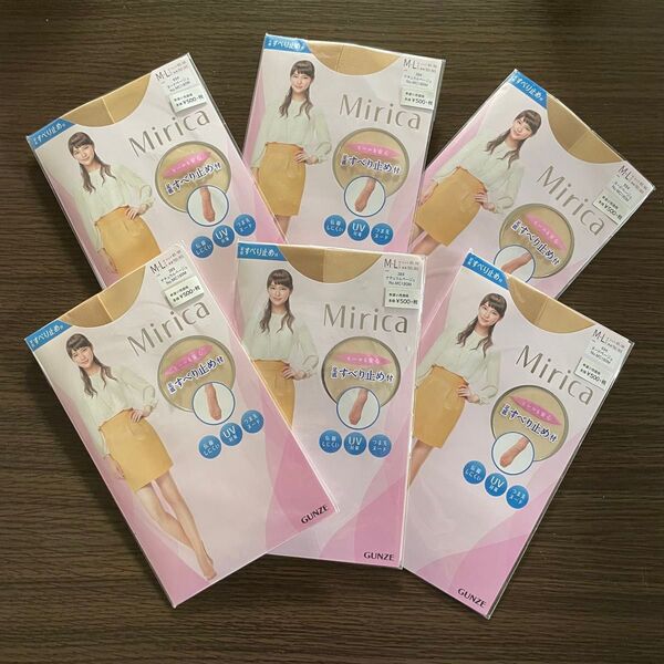 GUNZE Mirca ストッキング ナチュラルベージュ M-L 6個セット