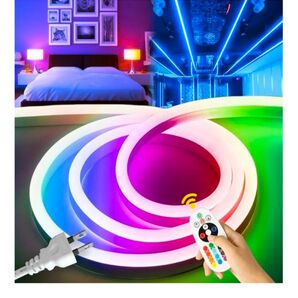 100V LEDチューブライト 3m EL蛍光チューブ管 RGB 16色マルチカラー リモコン付き 切断可能