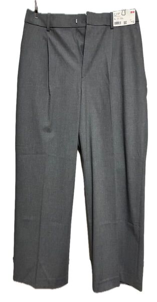 UNIQLO タックワイドパンツグレー レディースXL w75〜81 タグ付き