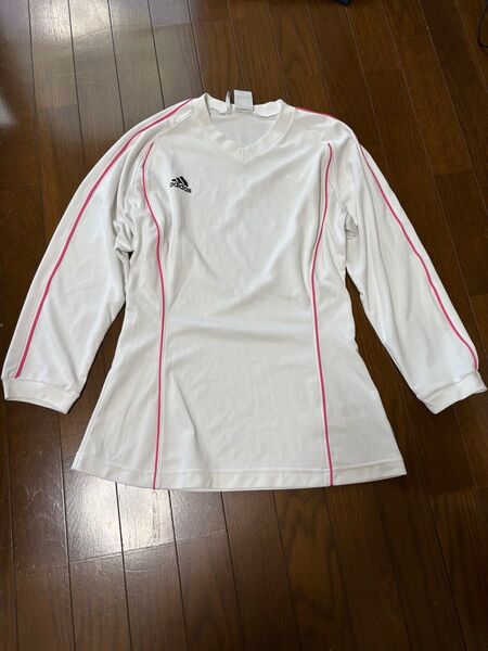 adidas 長袖シャツ ホワイト ピンク スポーツウェア レディース