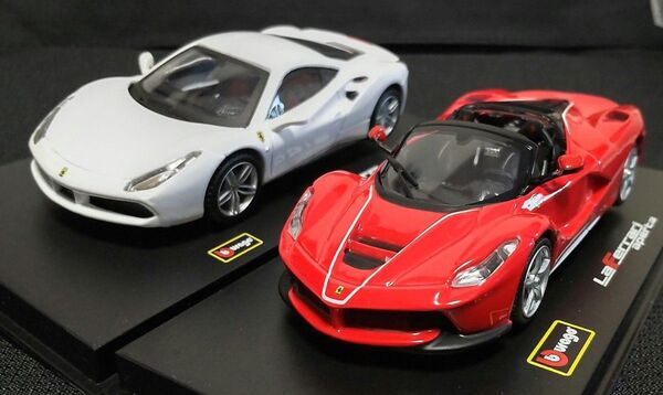 1/43 ブラーゴ フェラーリ ラフェラーリ 488GTBミニカー 2台セット