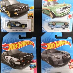 ホットウィール ミニカー 4台セット ランチアデルタインテグラーレ、トヨタセリカ、 日産 GT-Rトヨタ AE86トレノ