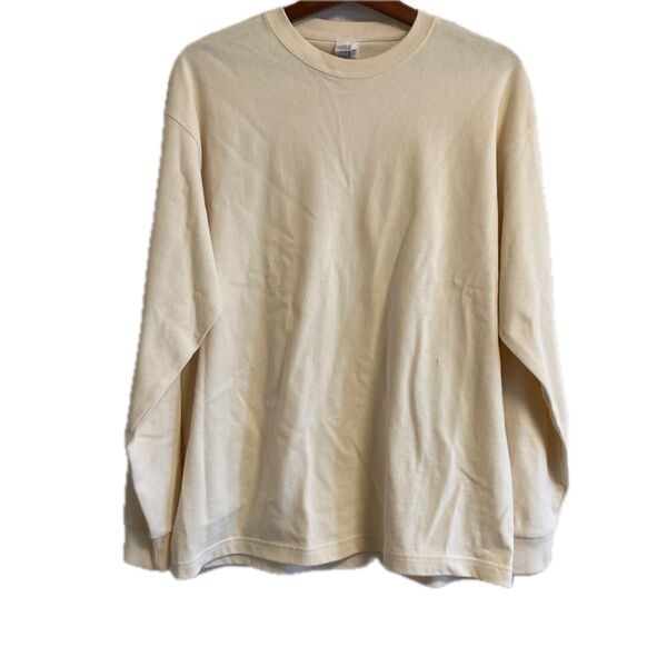 長袖Tシャツ 無地 クリーム色