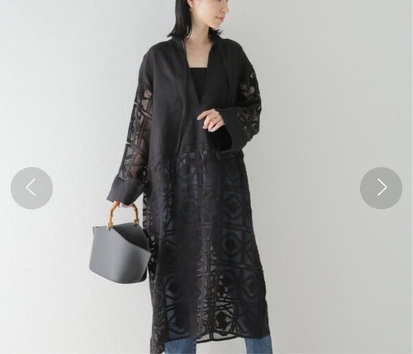未使用に近い plage プラージュRIAM リボンリネンマキシレースワンピース