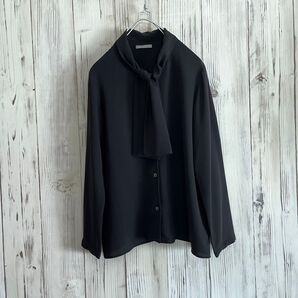 美品theory luxeセオリーリュクス 洗えるボウタイとろみブラウス シャツ