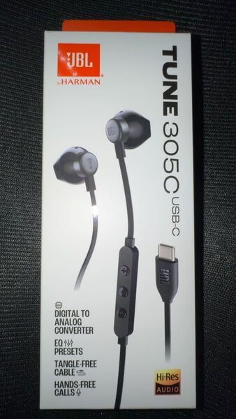 JBL イヤホン TUNE 305C ブラック ハイレゾ認証 USBタイプC 接続 マイク内蔵