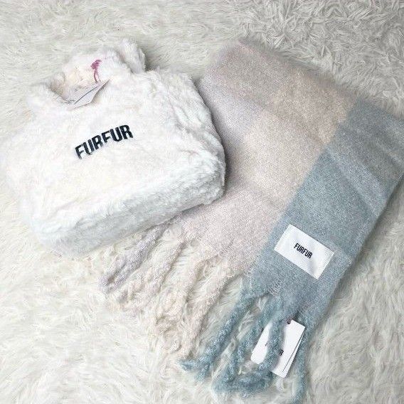 新品 未使用 極上 人気 FURFUR / ファーファーエコファートートバッグ ショルダーバック マフラー タグ付き レディース