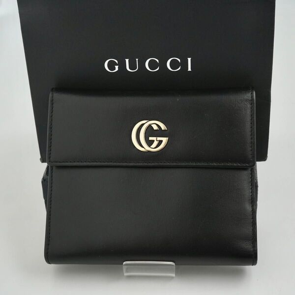 【極美品】GUCCI 手帳ケース マーモント GG ブランドロゴ ブラック