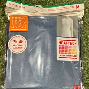 新品 ユニクロ UNIQLO ヒートテックコットンクルーネックT M ブルー