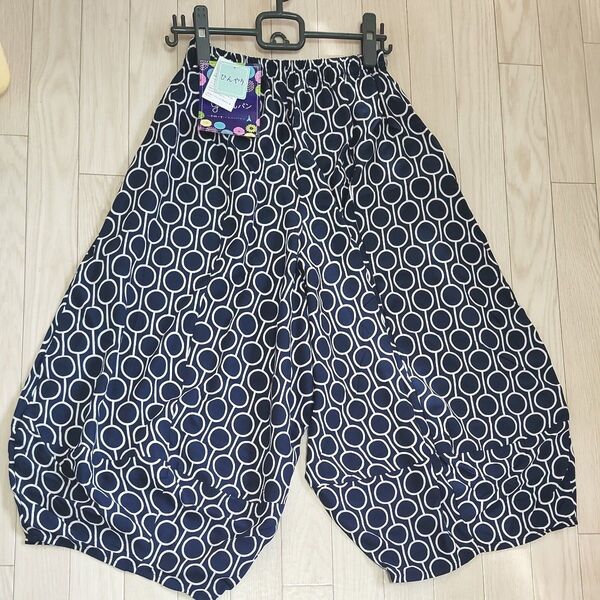 新品 ひんやりパンツ 大人柄 サルエルパンツ 和柄スカートパンツ M~L もんぺパンツ