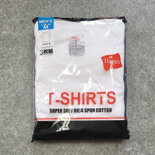 新品 Hanes ヘインズ メンズTシャツ M 半袖丸首 3枚組 M ヘインズ丸首シャツ ホワイト