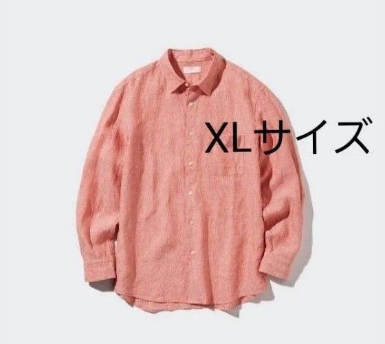 新品未使用 ~UNIQLO~ プレミアムリネンシャツ XL Orange ユニクロリネンシャツ ユニクロ長袖シャツ