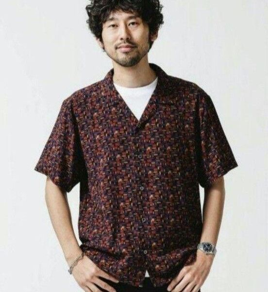 【新品】ナノ・ユニバース オープンカラーシャツ L 半袖オープンカラーシャツ シャツ 半袖シャツ