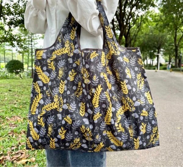大きめのエコバッグ 折りたたみ 買い物袋 エコバック プレゼント 手提げ袋 麦の穂柄1枚 大容量 おしゃれ 男女兼用