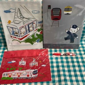 ファミリア 山陽電車 近鉄特急 ひのとり ダブルクリアファイル クリアケース ボールペン