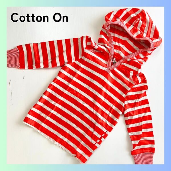 新品 Cotton on kids コットンオン ロンT カットソー 100cm ボーダー オレンジ色 子供服 キッズ