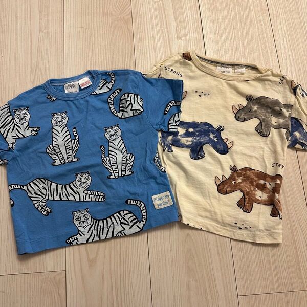 ZARA kids baby半袖Tシャツ トップストラ柄 サイ 2点セット 80