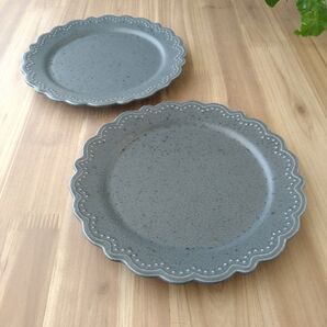 レースレリーフプレート・2枚 美濃焼〈新品・未使用〉
