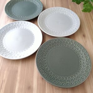 花印プレート・4枚 美濃焼〈新品・未使用〉