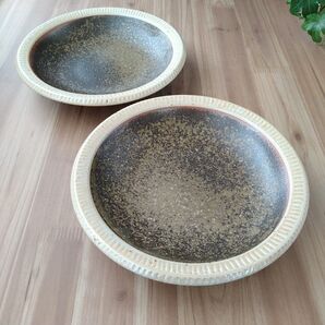 リム十草深皿・2枚 美濃焼〈新品・未使用〉