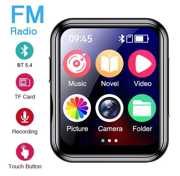 Bluetooth 5.4 HiFi MP4 ウォークマン 音楽プレーヤー タッチ スクリーン 内蔵スピーカー カメラ ビデオ