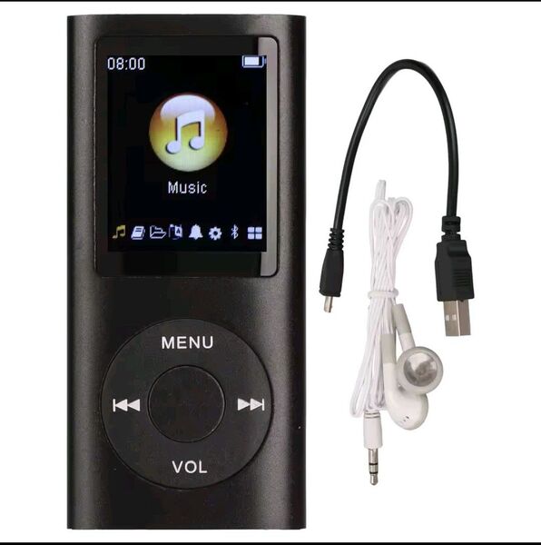 スタイリッシュなポータブルmp3ミュージックプレーヤー、多機能、ロスレスサウンド、スリム、1.8インチLCDスクリーン、 ブラック