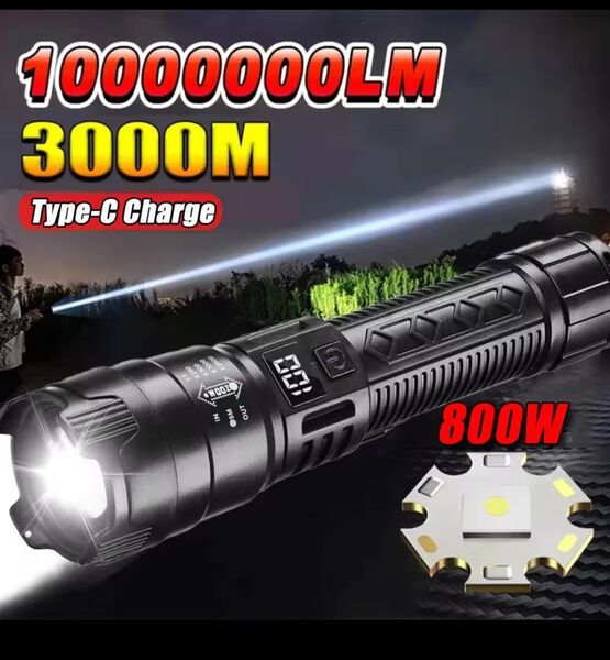 ハイパワー 2000LM LED 懐中電灯内蔵バッテリー USB 充電式強力な光戦術的なトーチ屋外キャンプハイキング