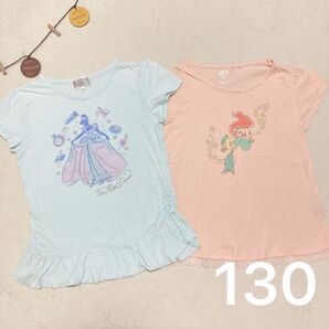 ラメプリント半袖Tシャツ 2点set* 130相当