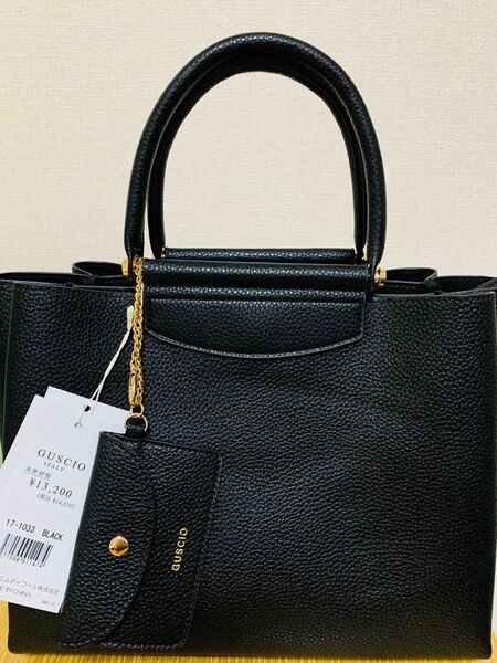 定価の半額以下 新品タグ付き GUSCIO 2way ハンドバッグ ショルダーバッグ カードケース付き