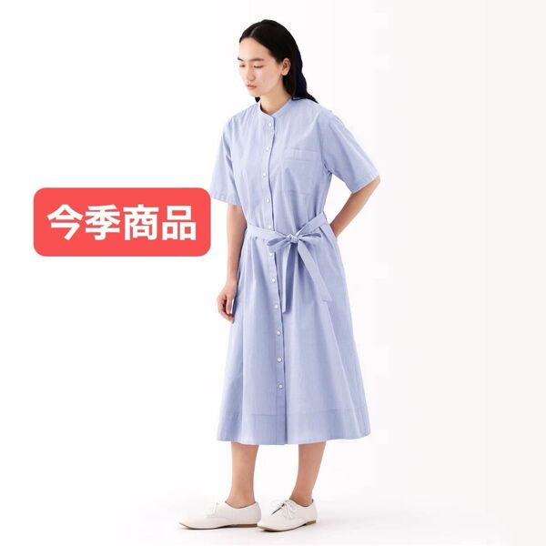無印 婦人 涼感 半袖シャツワンピース S