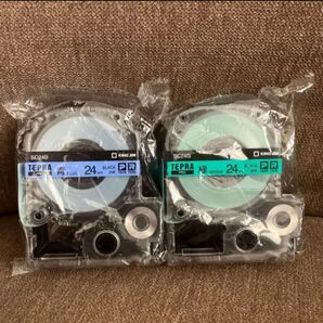 【新品 未使用】KING JIM キングジム テプラテープ 24㎜ 青 緑 各1個