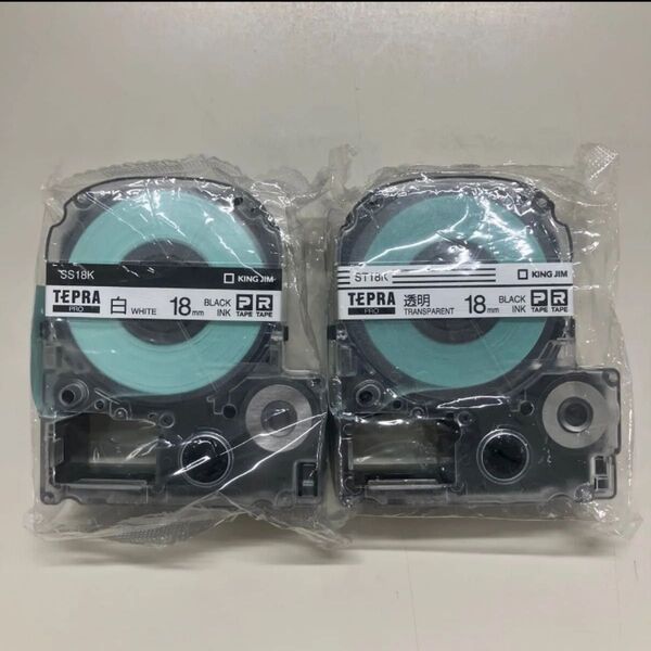 【新品 未使用】KING JIM キングジム テプラテープ 18㎜ 白 透明 各1個