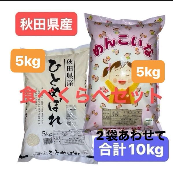 秋田県産 めんこいな5キロ &ひとめぼれ5キロ セット 合計10キロ 令和6年度産 令和7年5月中旬精米 単一原料米