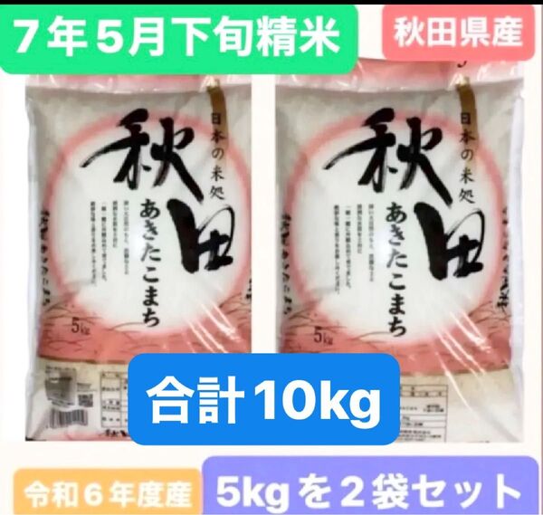 【人気商品】秋田県産 秋田こまち 白米 10キロ (5キロ を2袋)令和6年度産 令和7年5月下旬精米 単一原料米 あきたこまち