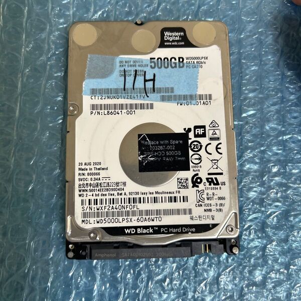 500GB 個 HDD ハードディスク sata 2.5インチ 中古品検査済み 厚み7mm WD