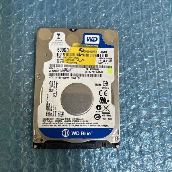500GB 個 HDD ハードディスク sata 2.5インチ 中古品検査済み 厚み7mm WD