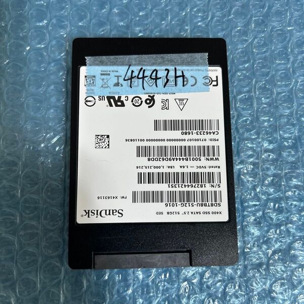 SSD 512GB 4443H sata 2.5インチ 中古品検査済み 厚み7mm SanDisk