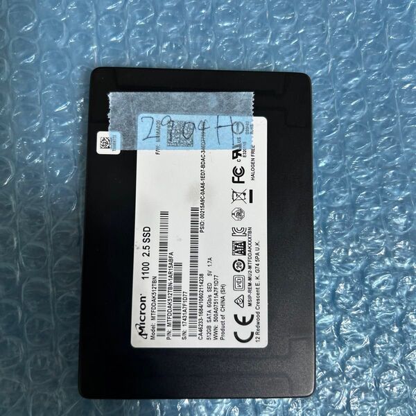 SSD 512GB 2904H sata 2.5インチ 中古品検査済み 厚み7mm Micron