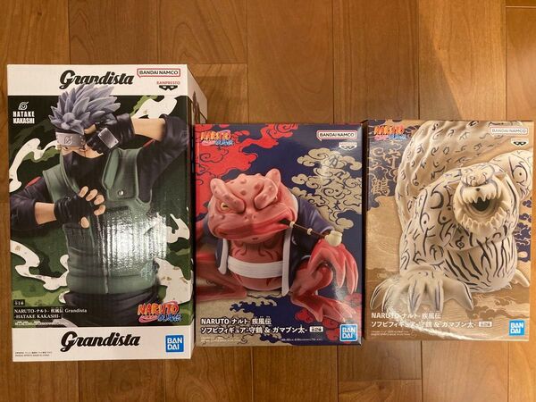 NARUTO ナルト 疾風伝 Grandista はたけカカシ ソフビフィギュア 守鶴 ガマブン太 フィギュア 3体セット