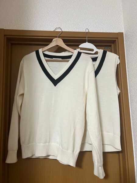 福岡 精華女子高校 ベスト Vネック 長袖 セーター