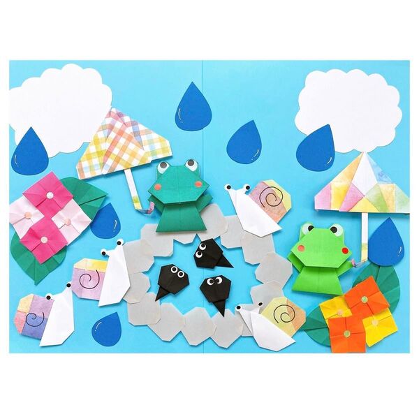壁面飾り 6月 梅雨 あじさい かたつむり カエル おたまじゃくし 壁面飾り 保育園 折り紙 幼稚園 ハンドメイド 児童館