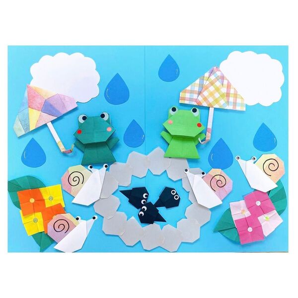 壁面飾り 6月 梅雨 あじさい かたつむり カエル おたまじゃくし 壁面飾り 保育園 折り紙 幼稚園 ハンドメイド 児童館